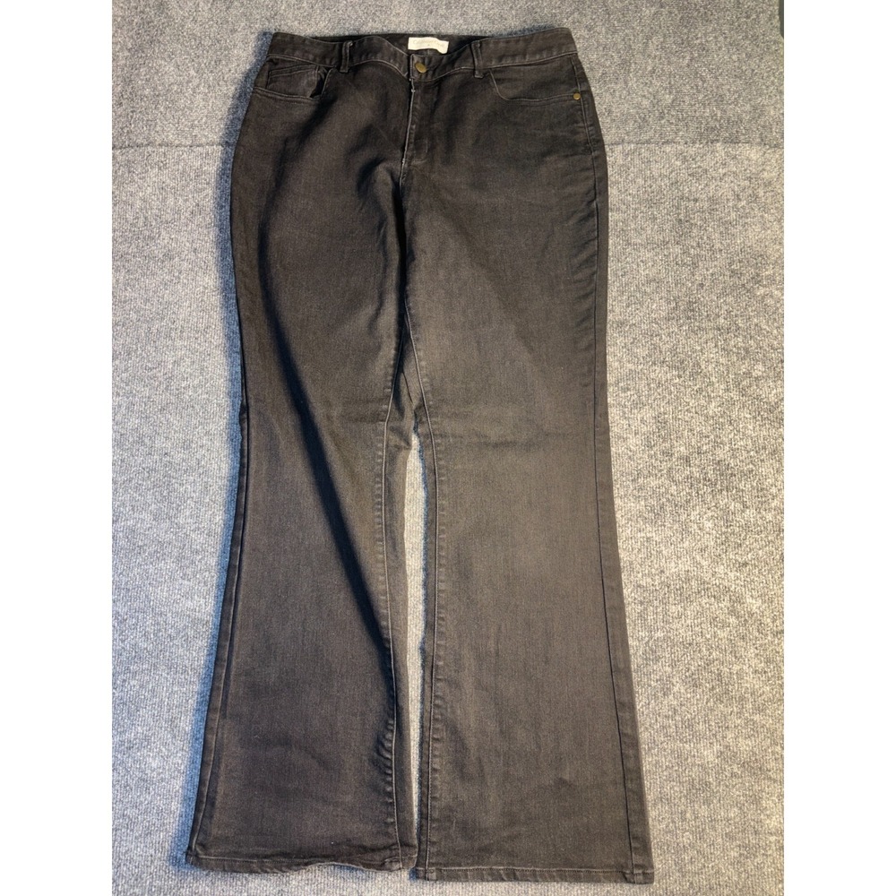 Coldwater Creek Bootcut Jeans Womens 12 Black Denim Stretch Dark Wash Low Waist - Picture 2 of 12
